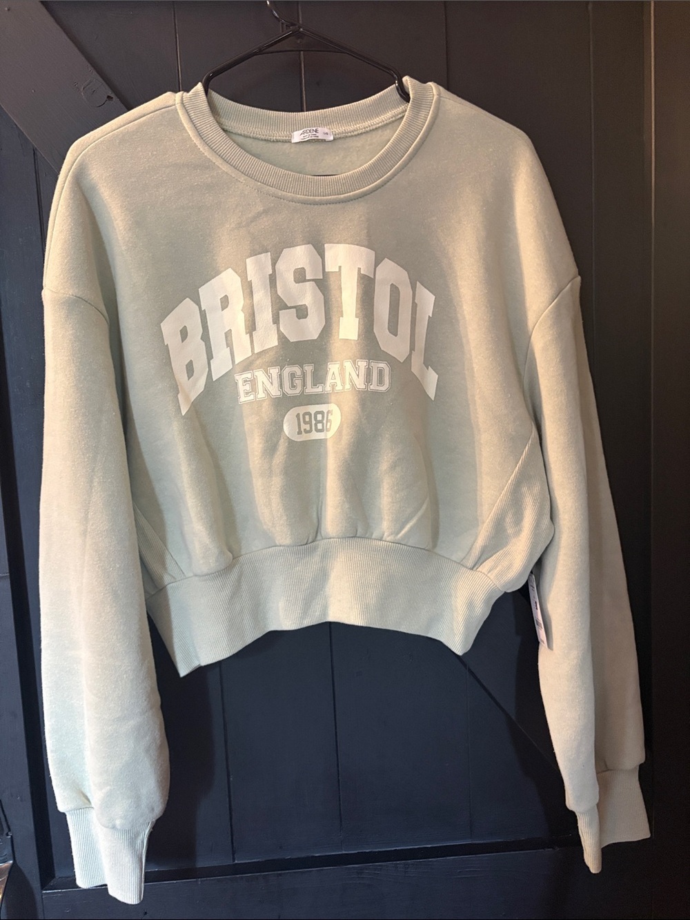 Ardene Sage Green Crewneck Sweatshirt with Bristol England Graphic